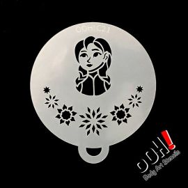 oOh Body Art Winter Princess Stencil 

OOh Facepainting stencils are designed to be symmetrical so you can just turn and rotate the stencils to go right around the face. You don't need to use a second stencil to mirror your background texture on the opp