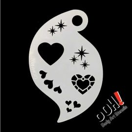 oOH Jewel Heart Storm Schmink Stencil

Ooh schmink stencils is ontworpen om symmetrisch te zijn, dus je kunt de schmink stencils gewoon draaien en draaien om recht over het gezicht te gaan. U hoeft geen tweede stencil te gebruiken om uw achtergrondstruc