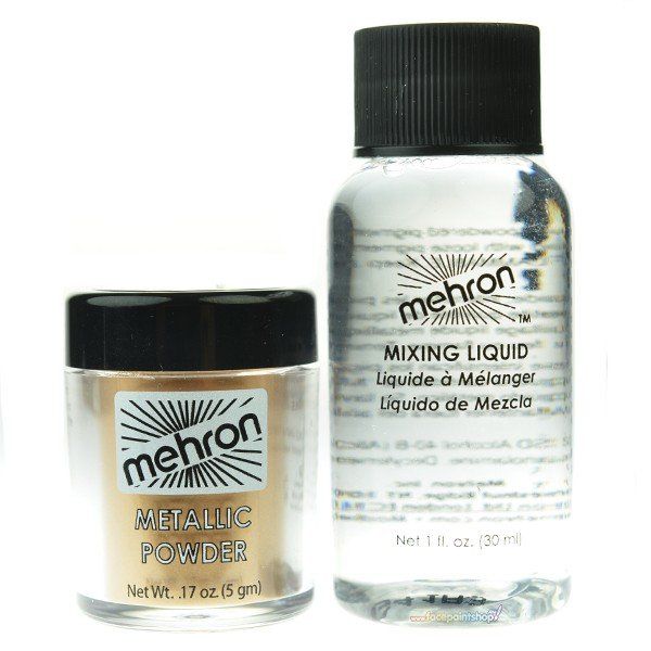 Mehron Metallic Powder Gold With Mixing Liquid