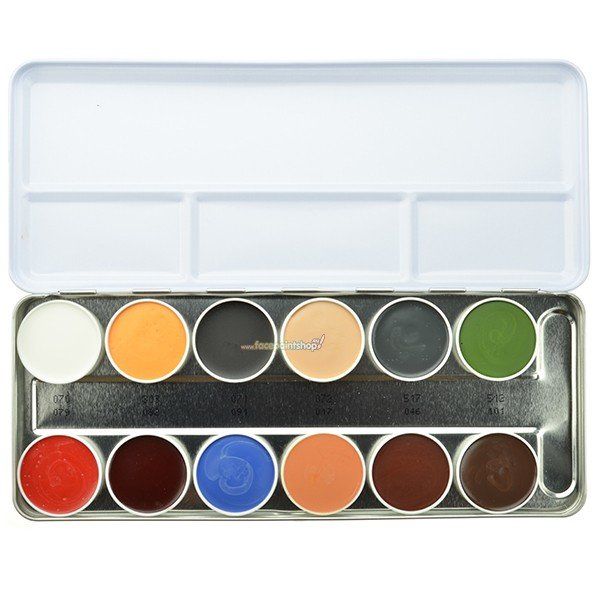 Kryolan Rubber Mask Grease B Palette 12 Kleuren