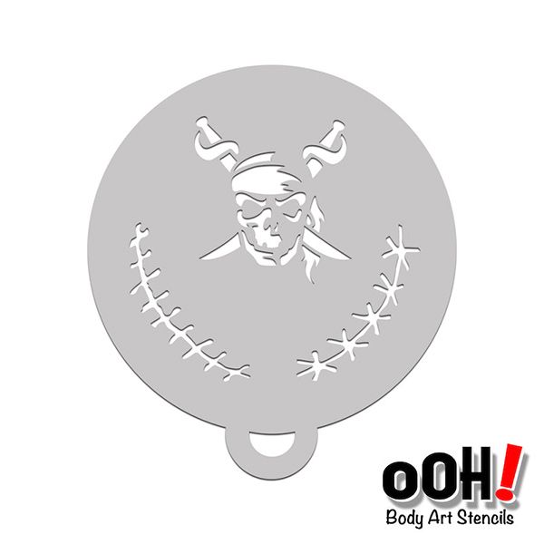 oOh Body Art Pirate Skull Flip Stencil C28